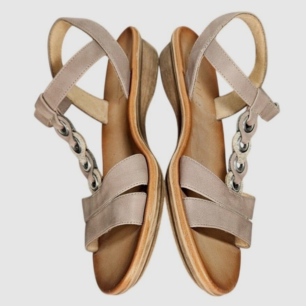 Söfft Women's Gray Boho Leather Sandals Sz 8.5 T-Strap‎ Casual Comfort #320